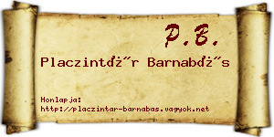 Placzintár Barnabás névjegykártya
